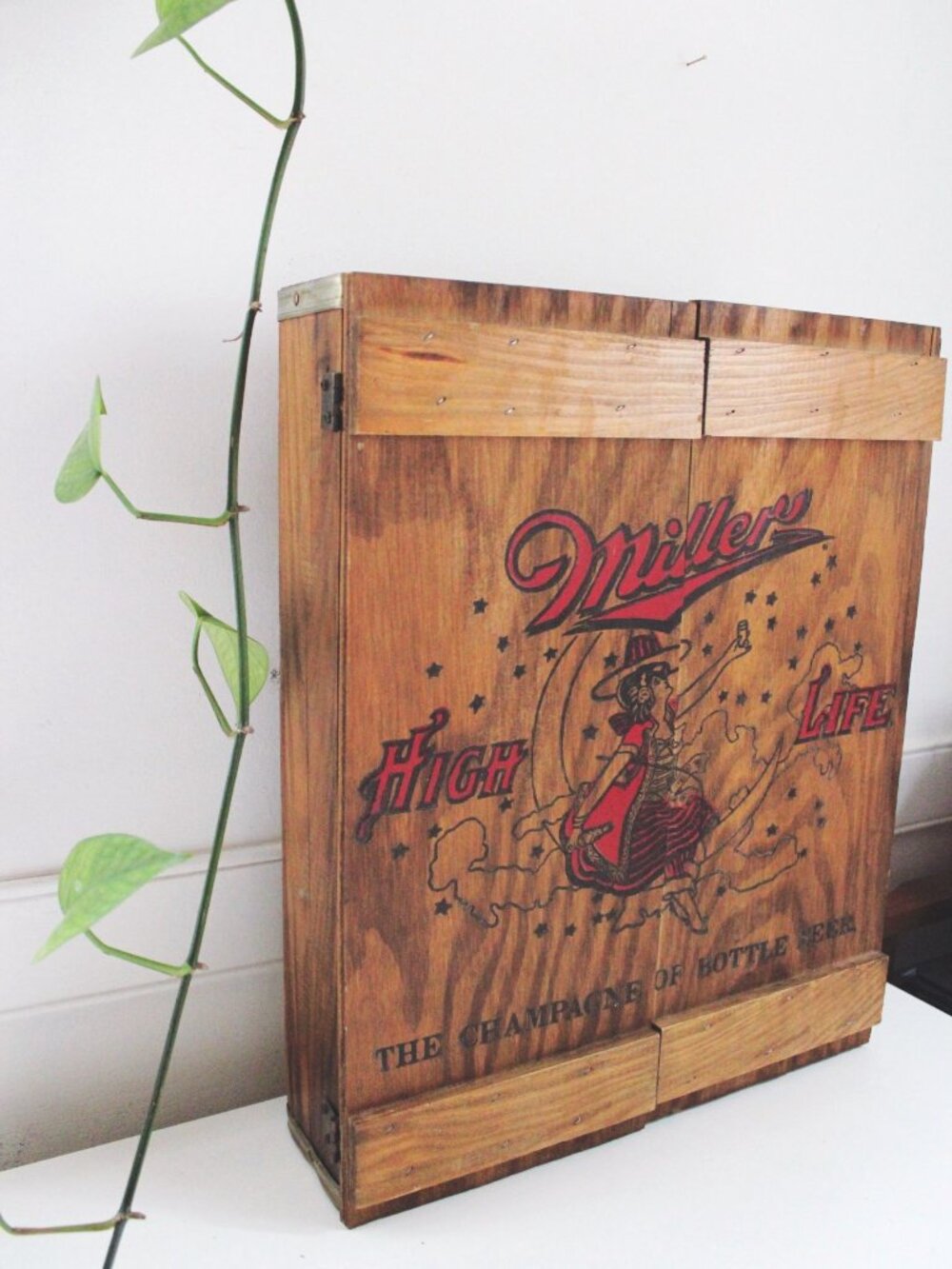 Vintage Miller High Life Wooden Cabinet Wall Hanging Crate Box Storage - Picture 2 of 10
